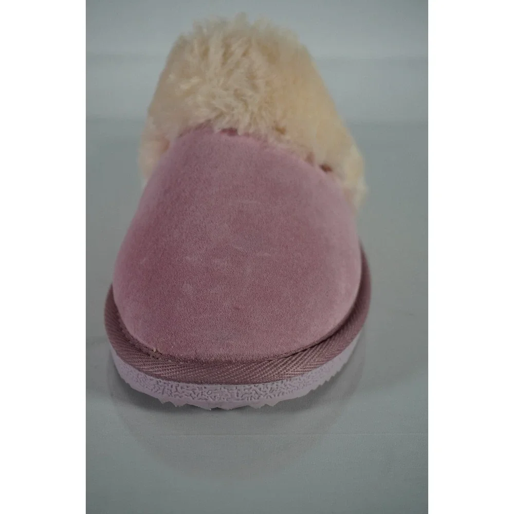 Girls LAMO Cozy Pink Warm Faux Fur Slippers with Pink Soles‎ Size 1Y (M) New